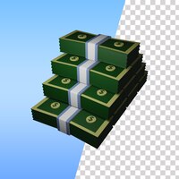 PSD modelo de ilustração 3d de ícone de pilha de dinheiro