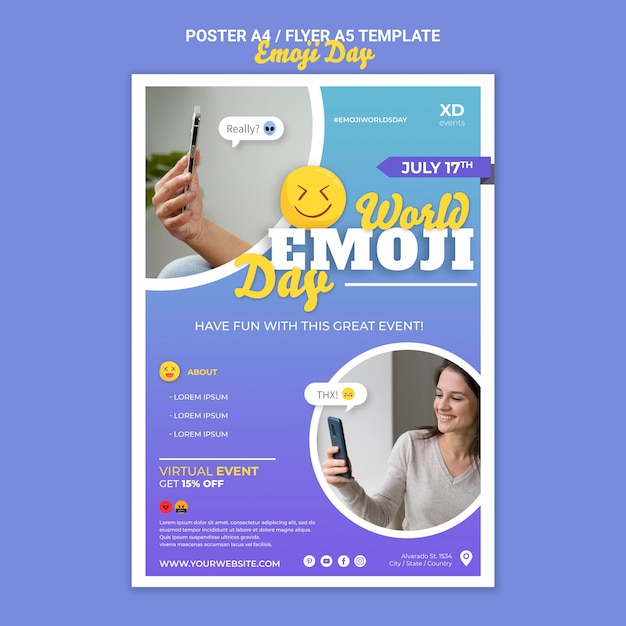 Modelo de impressão do dia de emoji