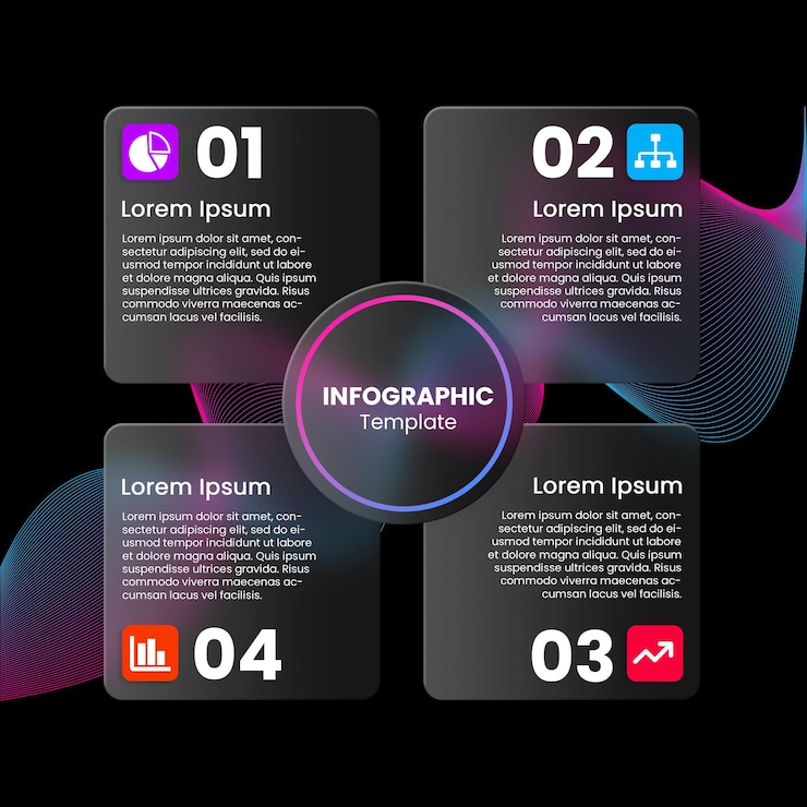 PSD modelo de infografia de glassmorphism