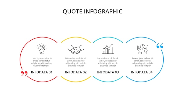 PSD modelo de infográfico de citações de negócios diagrama de linha fina com 4 opções ou etapas elemento de linha do tempo