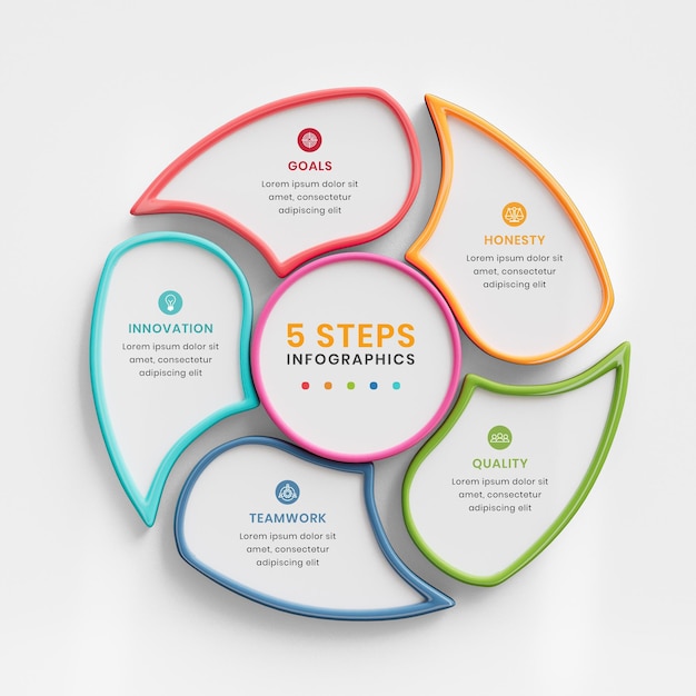 PSD modelo de infográficos de negócios 3d