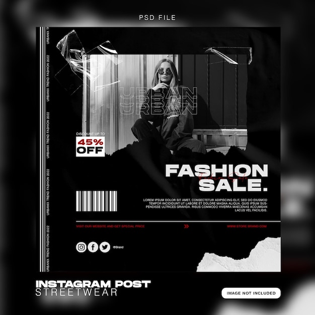 Modelo de instagram de estilo de moda urbana psd premium