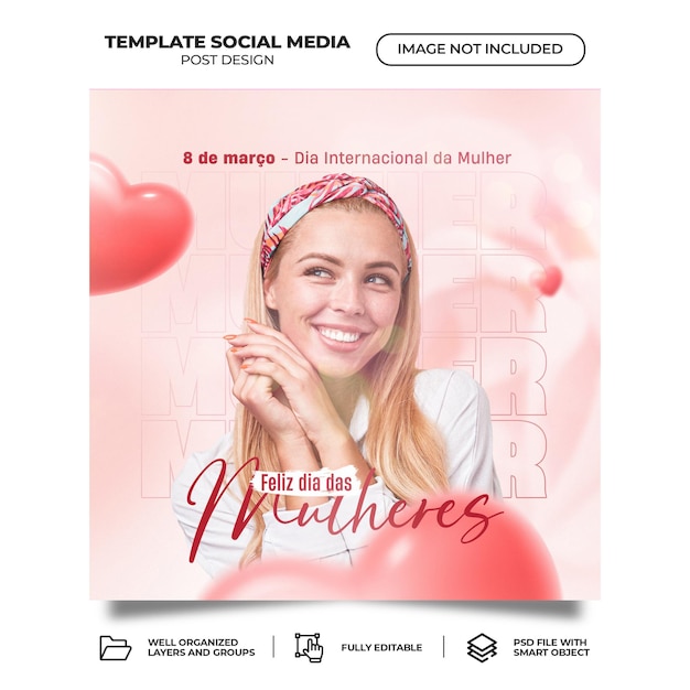 PSD modelo de instagram de feed do dia internacional da mulher psd mídia social português do brasil