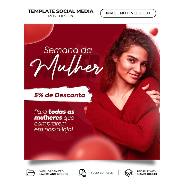 PSD modelo de instagram de feed do dia internacional da mulher psd mídia social português do brasil