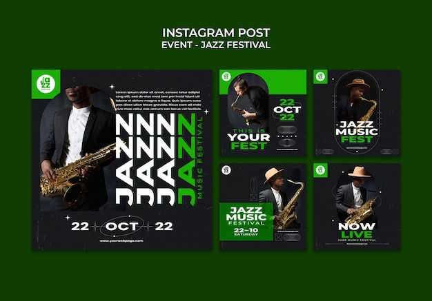 Modelo de instagram de jazz de design plano