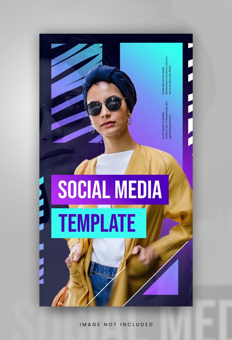 PSD modelo de instagram de mídia social de cor de néon gradiente