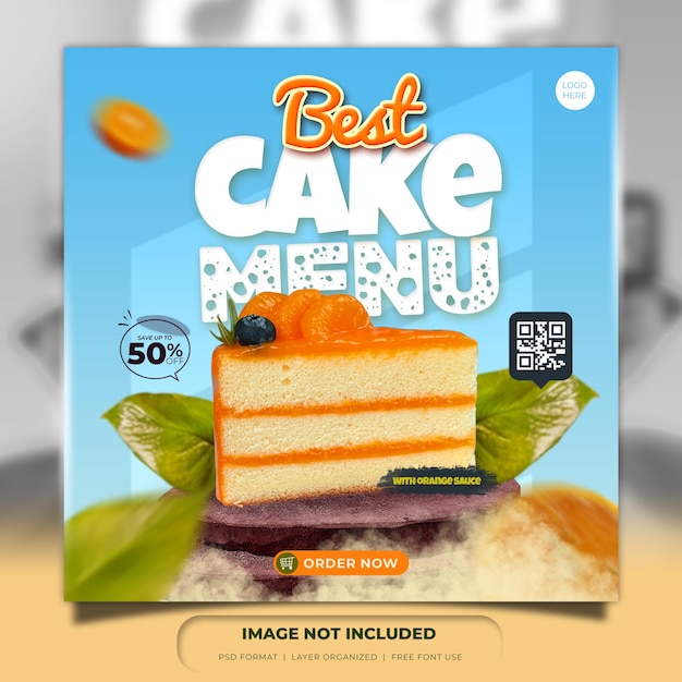 Modelo de instagram de postagem de promoção de banner de mídia social de bolo doce de comida