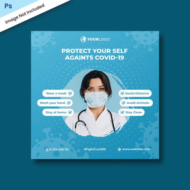 Modelo de Instagram de Prevenção de Coronavírus