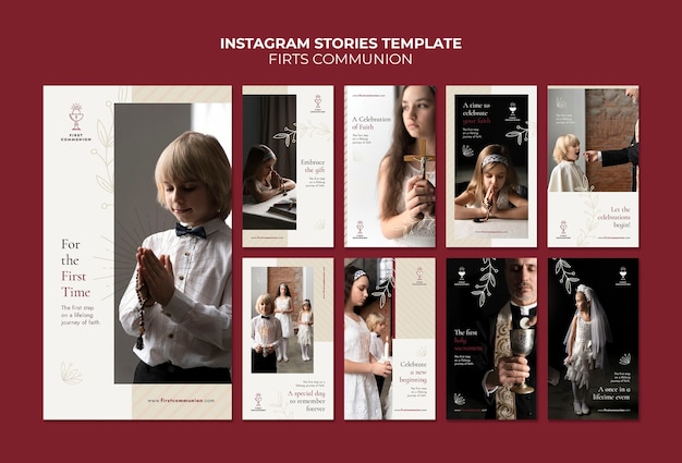 Modelo de instagram de primeira comunhão de design plano