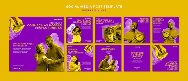 PSD modelo de instagram duotone festas juninas