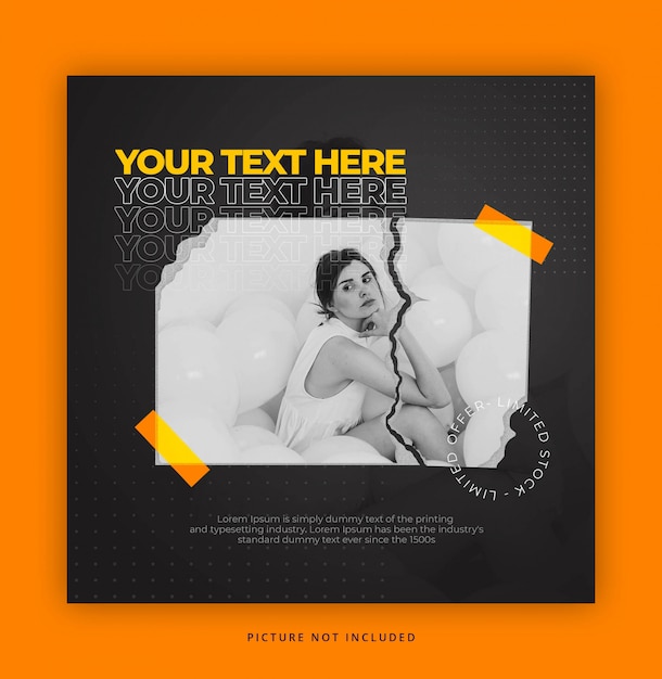 MODELO DE INSTAGRAMA DE ESTILO DE PAPEL COM EFEITO DE TEXTO