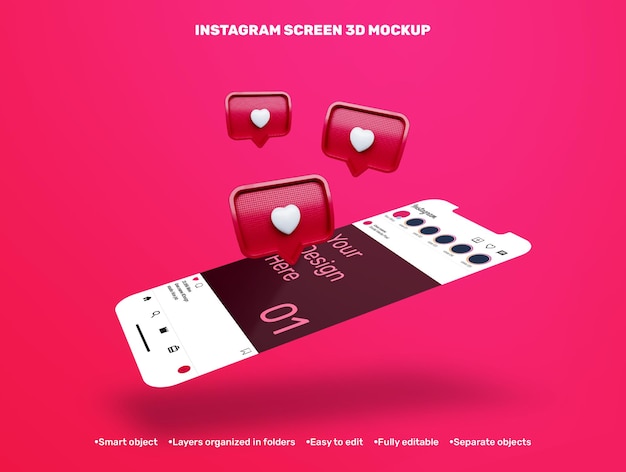 PSD modelo de interface do instagram na maquete do celular