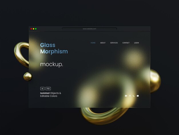 PSD modelo de interface web 3d com morfismo de vidro