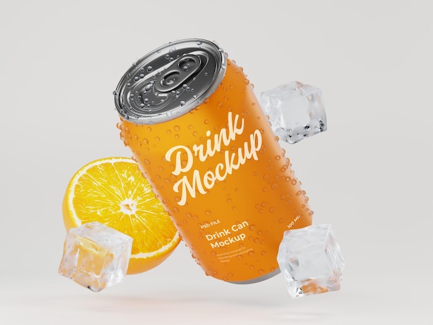 Modelo de lata de bebida de laranja