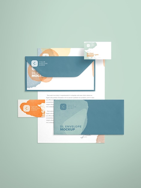 PSD modelo de layout de papel timbrado e cartão de visita