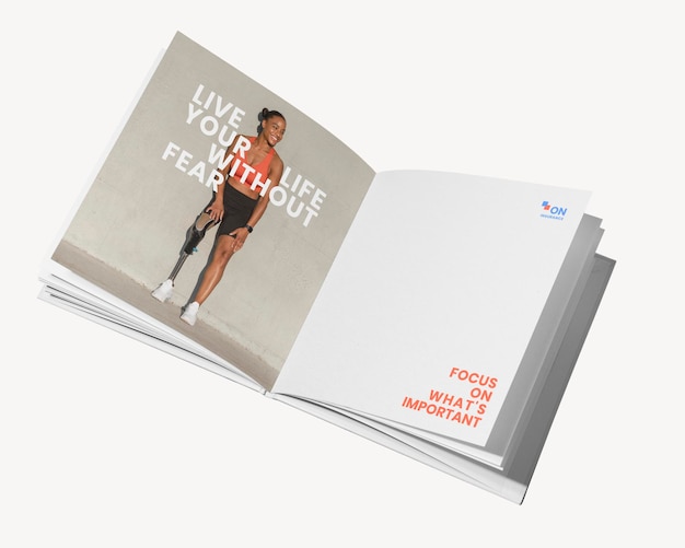 Modelo de livro aberto revista editável psd