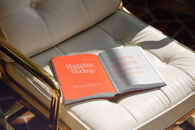 Modelo de livro ao lado de móveis vintage