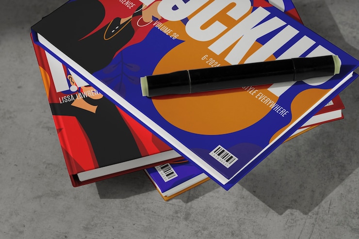 PSD modelo de livro com ilustrações