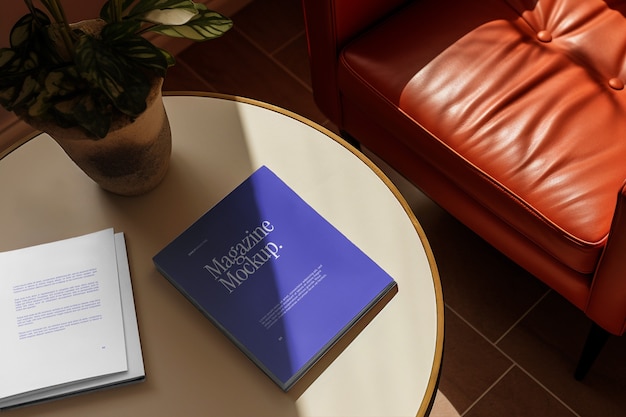 Modelo de livro perto de móveis vintage