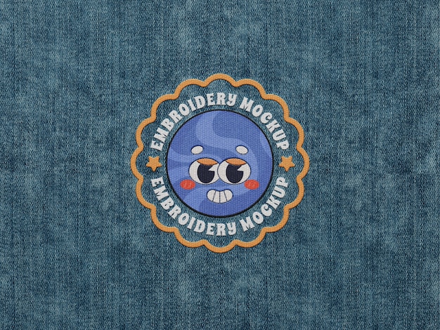 Modelo de logotipo bordado em tecido