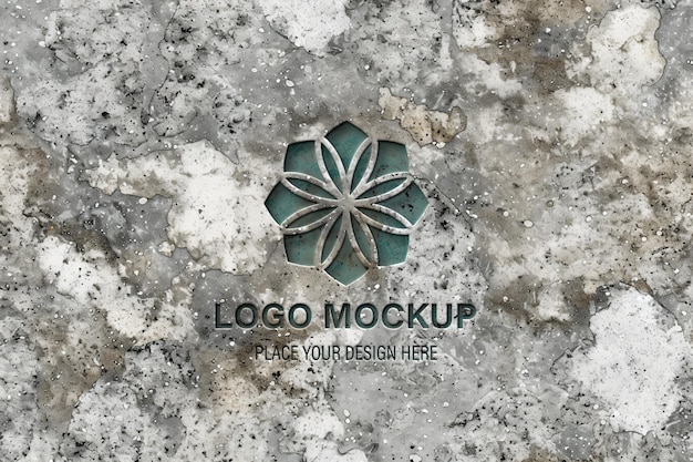 PSD modelo de logotipo com fundo de concreto