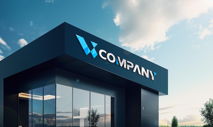 PSD modelo de logotipo da fachada do escritório