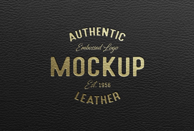 Modelo de logotipo de couro estampado em ouro