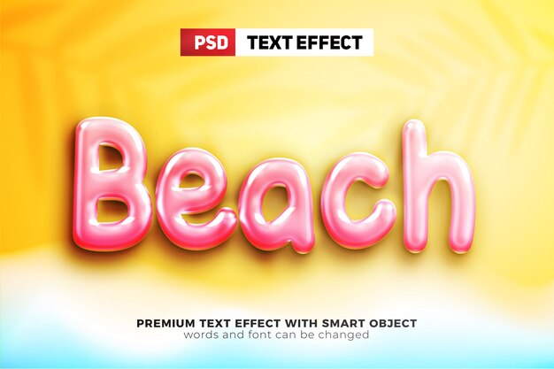 Modelo de logotipo de estilo de efeito de texto editável em 3d de praia de flamingo rosa