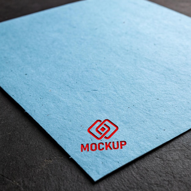 Modelo de logotipo de papel reciclado azul gravado