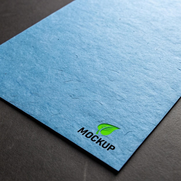 Modelo de logotipo de papel reciclado azul gravado