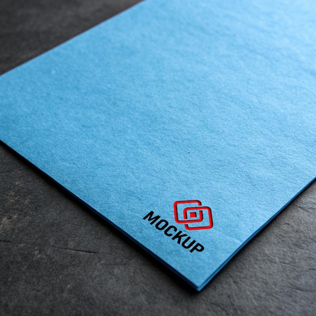 Modelo de logotipo de papel reciclado azul gravado