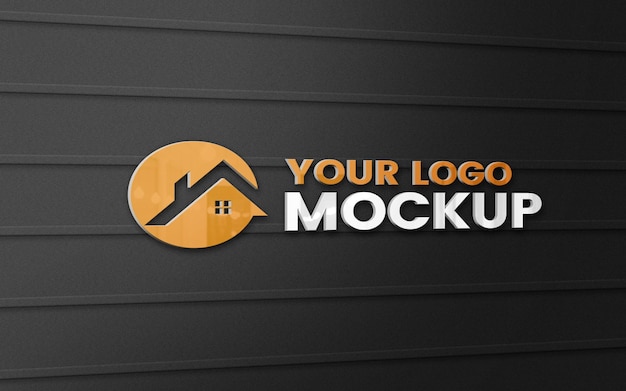 Modelo de logotipo de parede 3D na parede