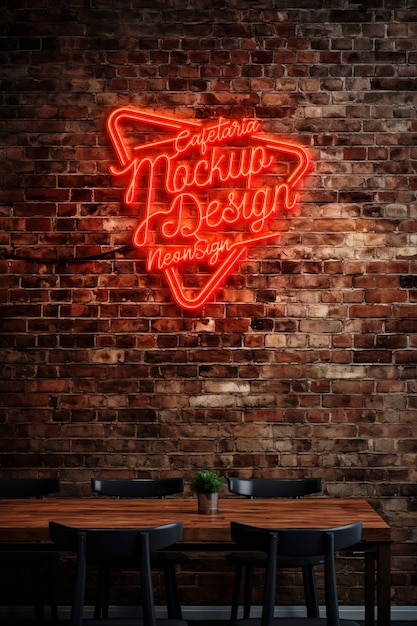 PSD modelo de logotipo de parede de um restaurante de néon