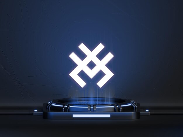 PSD modelo de logotipo de pedestal de holograma futurista azul