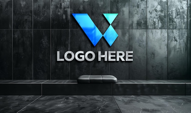 modelo de logotipo de sala de escritório moderna limpa na parede preta