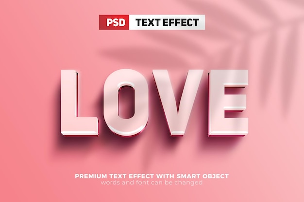 Modelo de logotipo de simulação de estilo de efeito de texto editável 3d de amor moderno
