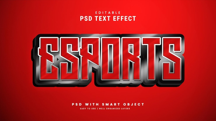 PSD modelo de logotipo de simulação de estilo de efeito de texto editável moderno esport psd premium