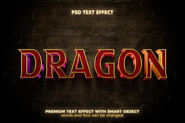 Modelo de logotipo de simulação moderna de esquadrão de dragão vermelho efeito de texto editável em 3d