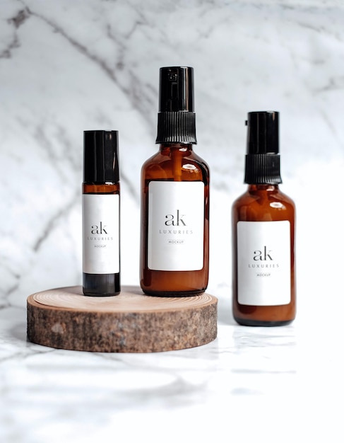 Modelo de logotipo em garrafas de soro cosmético