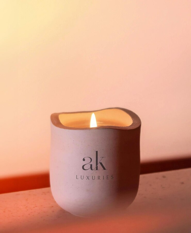 PSD modelo de logotipo em um frasco de velas de cerâmica