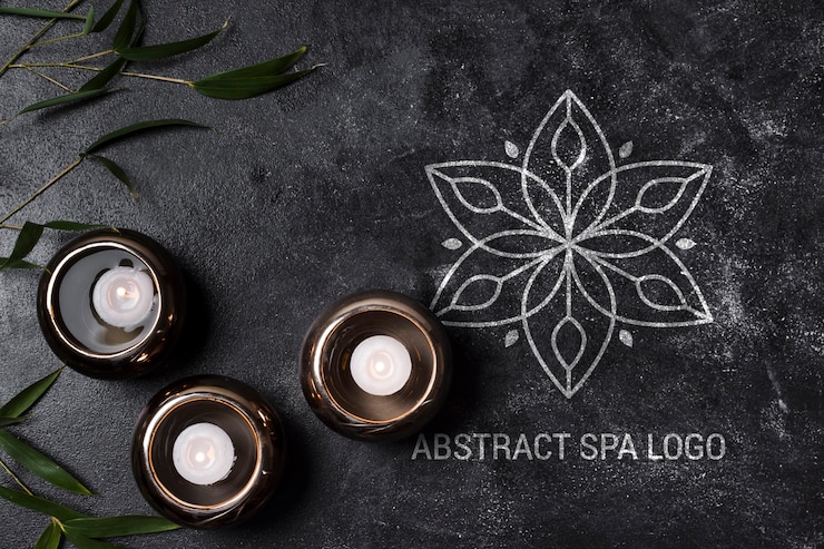 PSD modelo de logotipo plana leigos spa abstrato salão