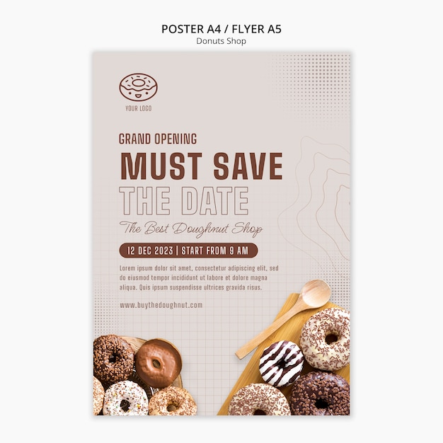 PSD modelo de loja de donuts de design plano