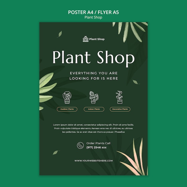 PSD modelo de loja de plantas de design plano