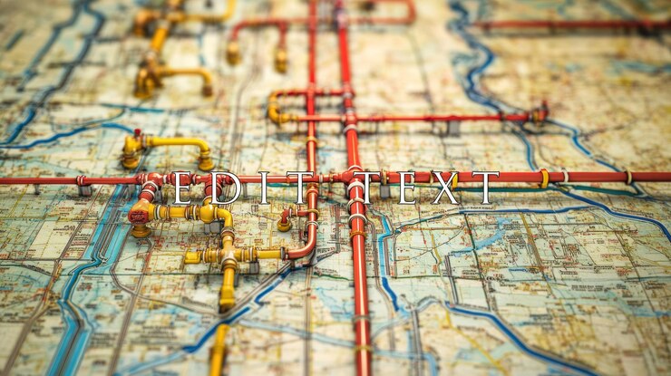 PSD modelo de mapa da rede de oleodutos