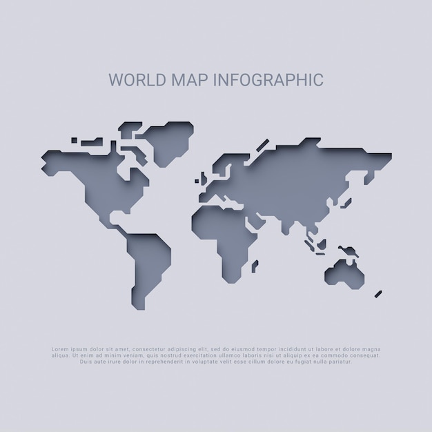 PSD modelo de mapa mundial 3d