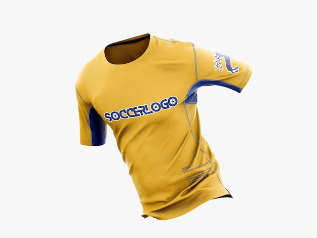 Modelo de maquete de camisa de futebol com decote redondo