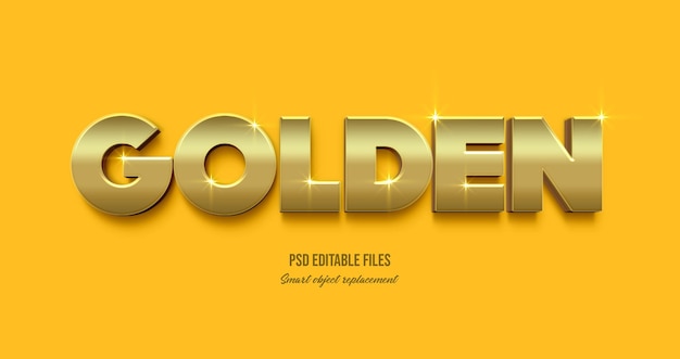Modelo de maquete de efeito de estilo de texto 3D dourado