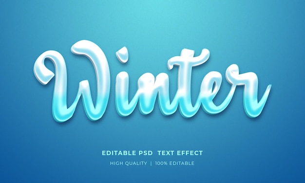 Modelo de Maquete de Efeito de Estilo de Texto 3D Editável de Inverno