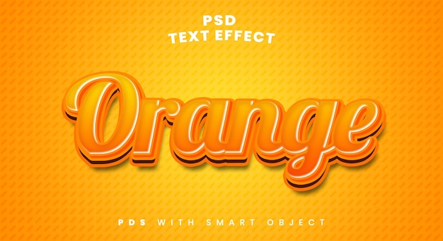 PSD modelo de maquete de efeito de estilo de texto 3d laranja