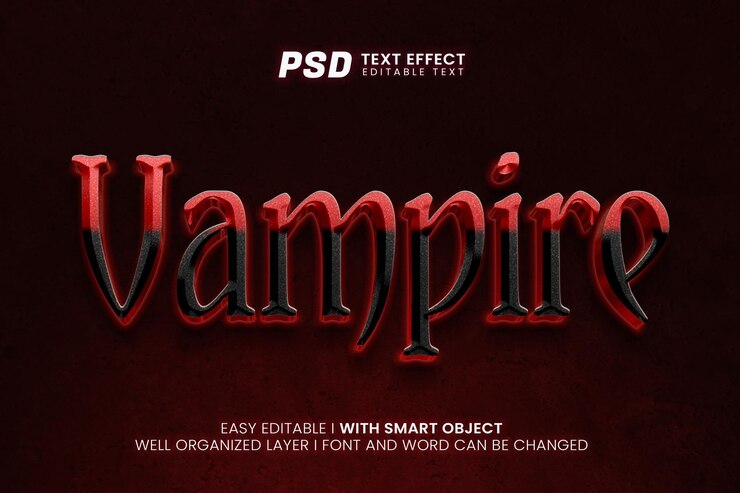 PSD modelo de maquete de efeito de texto editável de vampiro psd premium